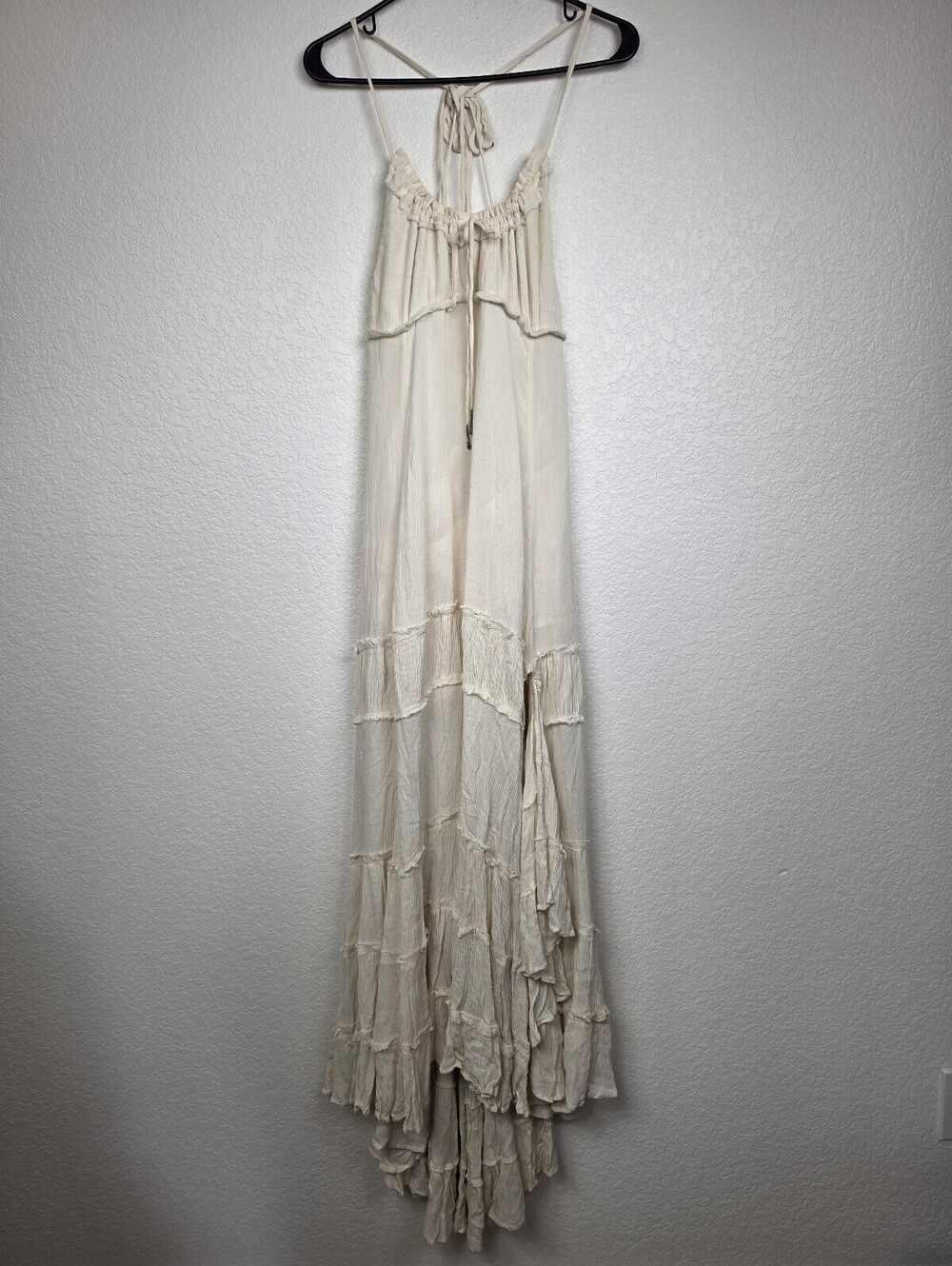 Free People Cream Ruffled Maxi Dress Medium